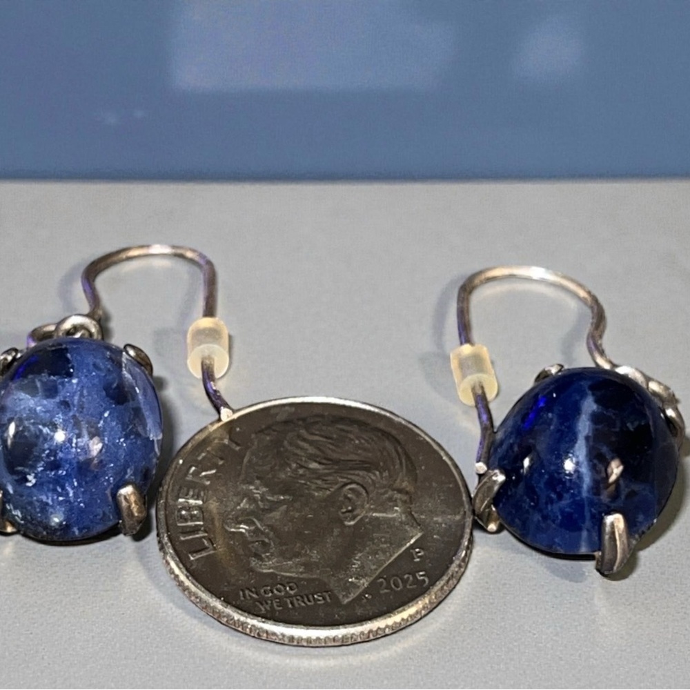 Gorgeous Silver Blue Sodalite Drop Earrings - Picture 5 of 5